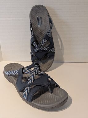 Skechers Reggae Soundproof Thing Slide Multi strap Sandal Sz.9